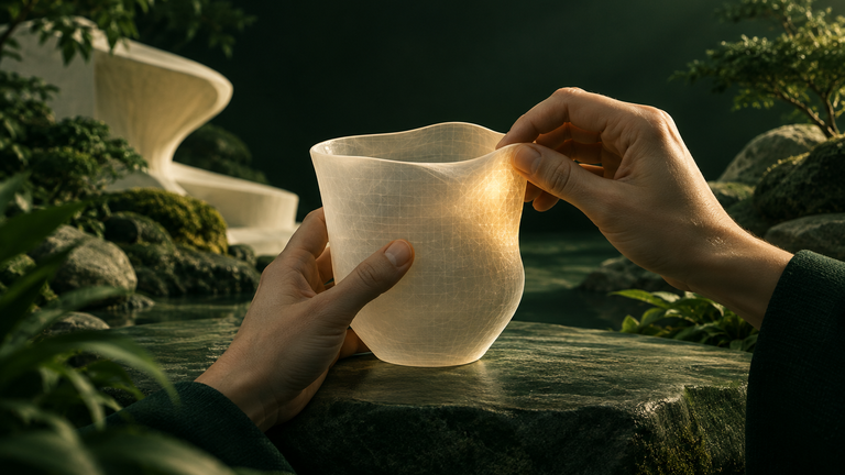 Illustration: A translucent clay cup being gently reshaped by a pair of hands, with one softly glowing patch showing where the change is happening.
