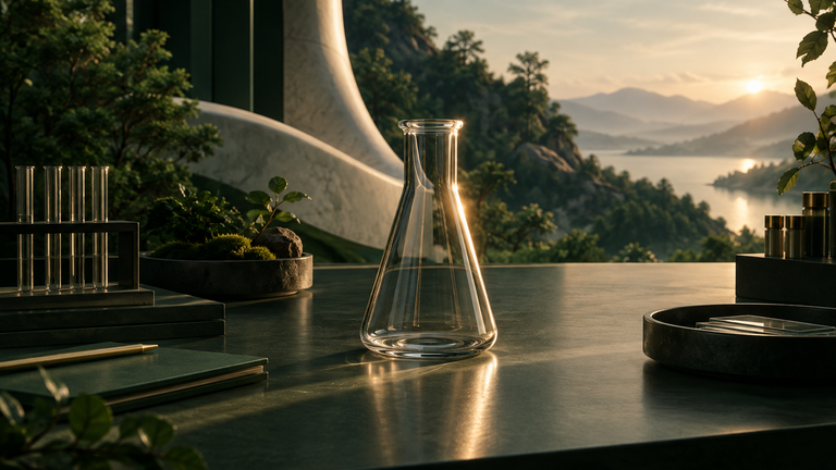 Illustration: A still laboratory bench at dawn with an empty glass flask catching a thin band of light, suggesting resources about to be handed to researchers, no text or people.
