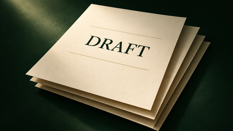Conceptual illustration of a sheet marked “DRAFT,” representing Anthropic’s proposed AI safety legislation.