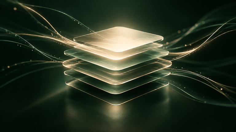 Abstract layered forms suggesting an incremental AI model update.